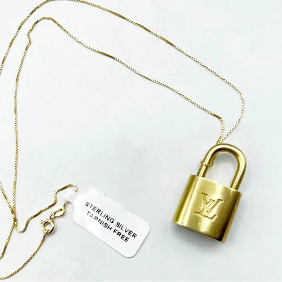 Authentic Louis Vuitton Brass Lock #317 No Key with After Market Box Chain 24” - Picture 9 of 15